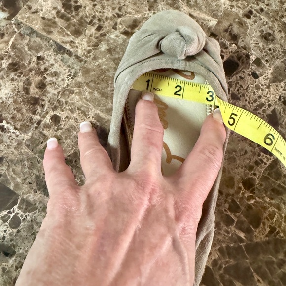 💖 Sam Edelman Florus Taupe Suede Ballet Flat with Bow-Wrap Top Knot - Picture 13 of 14